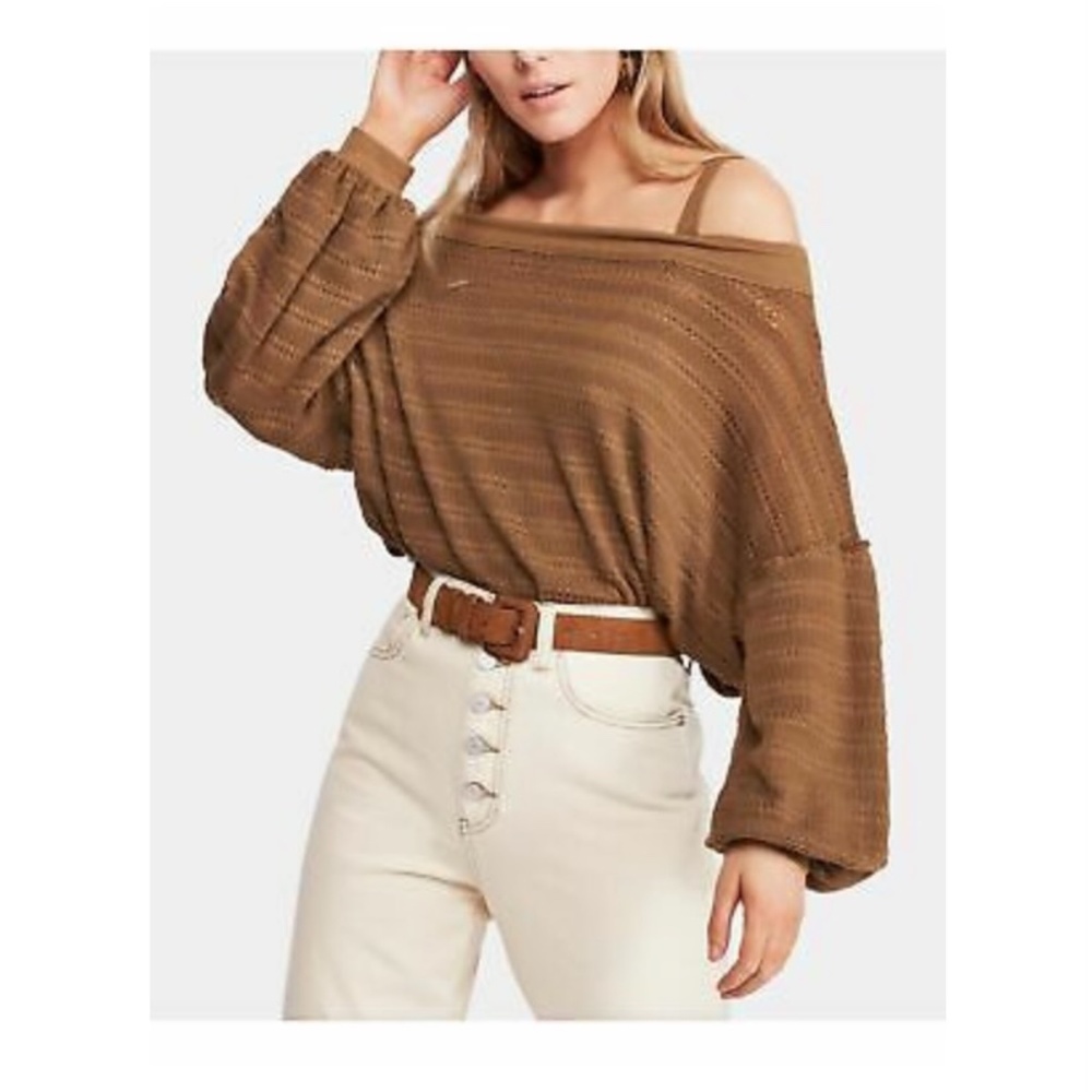 Free People cold shoulder knit long sleeve top